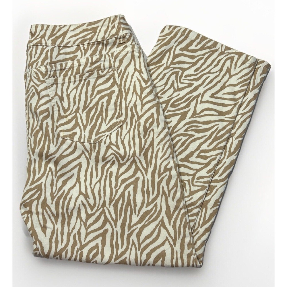 CHICO'S Platinum Straight Leg Stretch Denim Ultimate Fit Animal Print Sz 14 2.5‎